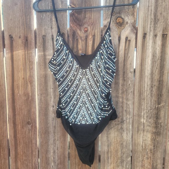 Windsor Tops - Windsor rhinestone and pearl bodysuit